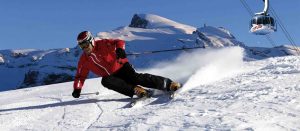 På ski i Engelberg i Alpene